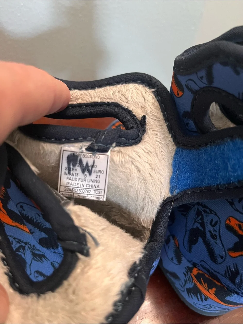 Baby Bogs size 5: Blue & Orange Dino Handle Winter Boots